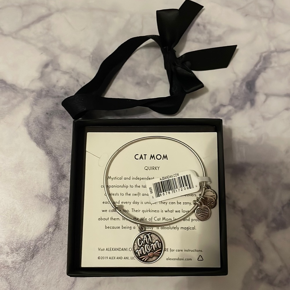 Alex and Ani Bangle Cat Mom Two-Tone